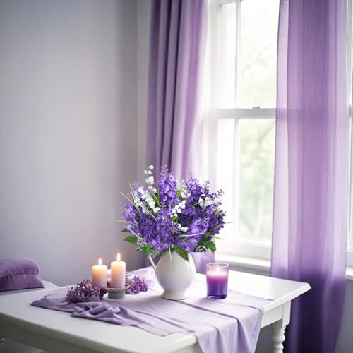 HO2NLE 10Pcs Lilac Flowers Artificial Bouquet Fake Purple Flowers Faux Lilacs Mix Bush Artificial Purple Silk Flower Bulk ...