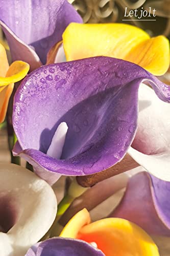 Letjolt Calla Lily Purple Artificial Flowers 12Pcs Table Flower Decor Faux Calla Lilies Bouquet for Wedding Bride Shower H...