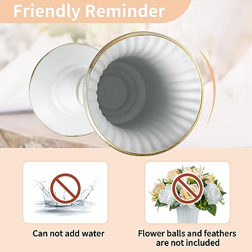 Nuptio 2 Pcs Metal Flower Vase White Table Decorative Centerpiece, Elegant Wedding Centerpieces Vase for Party Anniversary...