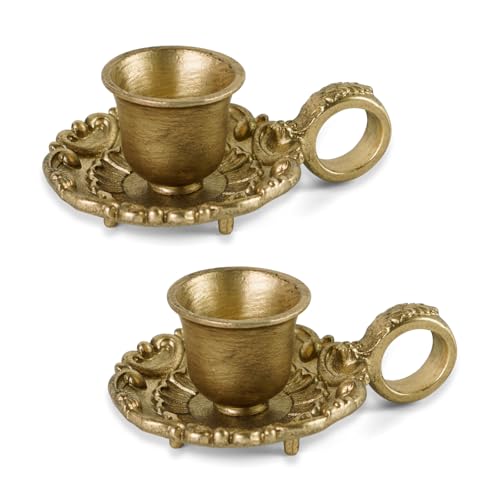 NIKKY HOME Gold Taper Candle Holders Set of 2, Vintage Metal Candlestick for Table Centerpieces, Wedding, Christmas Mantel...