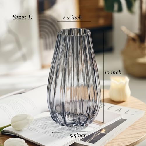 GIDARY 10 inch Flower Vases,Bouquet Vase,Large Vase Glass for Centerpiece Table Home Indoor Desk Decor,Modern Boho Style,f...