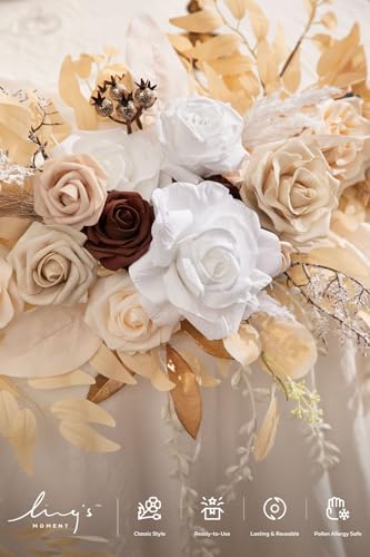 Ling's Moment 9FT Flower Garland for Backdrop Decorations - Wedding Arch Flowers, Eucalyptus & Rose, Artificial Floral Gar...