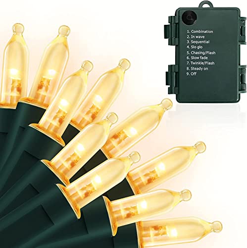 KOUQIYA Battery Operated Christmas Lights, 33ft 100 LED Battery Operated String Lights with Auto-Timer 8 Modes Waterproof ...