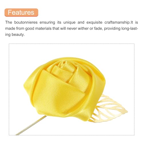 MECCANIXITY Groom Boutonnieres Rose Boutonnieres Pins for Men Wedding Ceremony Anniversary Formal Dinner Party Suit Decora...