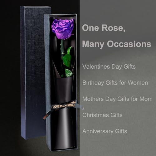 Preserved Flowers Gifts for Women, Flowers for Delivery, Single Roses with Stem, Valentines Day Roses Gifts for Her, Mothe...