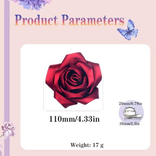 Dainty Flower Hairpins Hair Clip for Women Organza Stain Fabric Floral Brooches and Pins Lightweight Fashion Headpieces Ha...