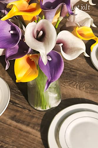 Letjolt Calla Lily Purple Artificial Flowers 12Pcs Table Flower Decor Faux Calla Lilies Bouquet for Wedding Bride Shower H...