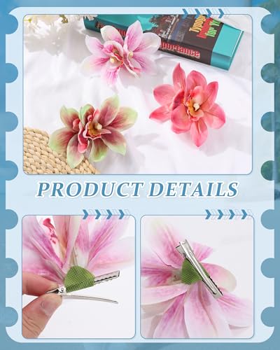 3 PCS Hawaiian Flower Hair Clips for Women Artificial Orchid Hair Barrettes Hibiscus Flower Hair Clips for Wedding Bridal ...