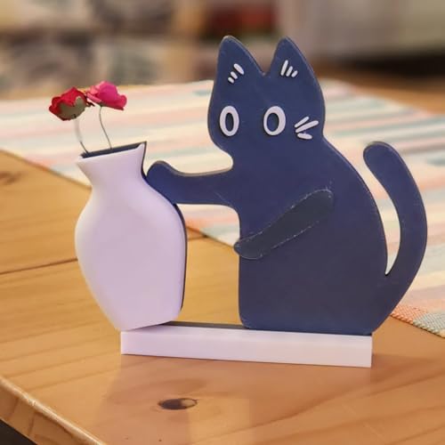 Cat Push Flower Vase for Home Decor Cute Vases for Table Room Decor Unique Lollipop Vases for Women Cat Lover Birthday Gif...