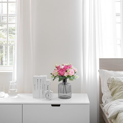 Mkono Peonies Artificial Flowers, Small Silk Flowers for Home Decor Indoor Fake Bouquet Faux Floral Arrangements Dining Ta...