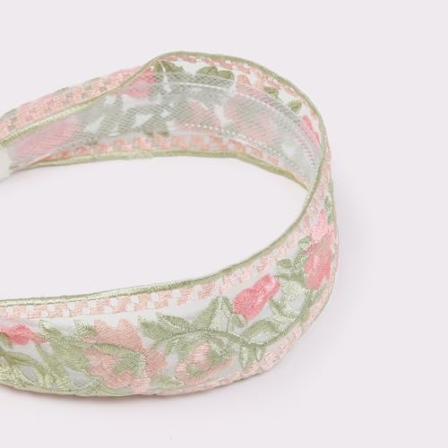 AIBFRID Floral Embroidery Headbands for Women Girls, 3PCS Wide Head Bands for Women's Hair, Cute Spring Summer Flower Prin...