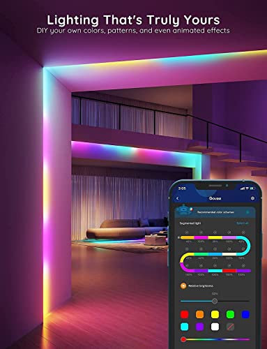 Govee RGBIC LED Strip Lights, Smart LED Lights for Bedroom, Bluetooth LED Lights APP Control, DIY Multiple Colors on One L...