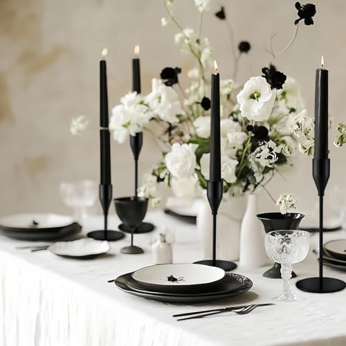 ECHFSM Black Taper Candle Holders for Wedding Table Centerpiece,Tall Taper Candlestick Holders Bulk Set of 27,Metal Candle...