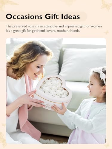 Eterfield 16 Forever Flowers in Heart Shape Box, Preserved Roses That Last a Year Preserved Flowers Birthday Gifts for Her...