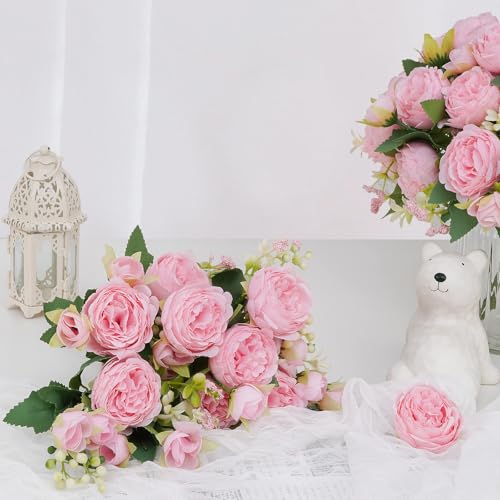 MARTINE MALL 2 Packs Peonies Artificial Flowers, Light Pink Artificial Peonies, Silk Peonies Flowers Fake Peonies Artifici...