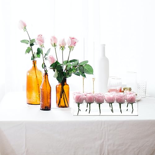 4 Pack 12" Clear Acrylic Flower Vase Rectangular Floral Centerpiece for Dining Table Modern Flower Arrangement for Home De...
