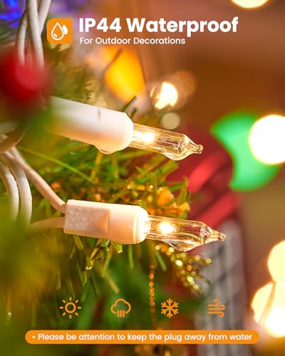 Minetom Clear Christmas Lights Set 100 Count 25 Feet Incandescent Bulb Mini String Lights for Indoor Christmas Tree Garlan...