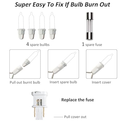 TW SHINE Warm White Christmas Lights, 20FT 100 Count Incandescent White Wire Christmas Tree Lights, Waterproof Xmas String...