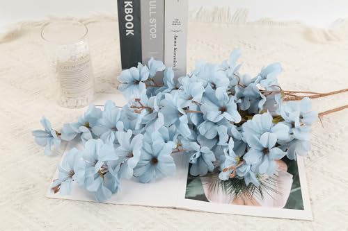 IPOPU Light Blue Flowers Artificial Delphinium 5PCS Long Stem Artificial Flowers for Tall Vase Silk Larkspur Faux Florals ...