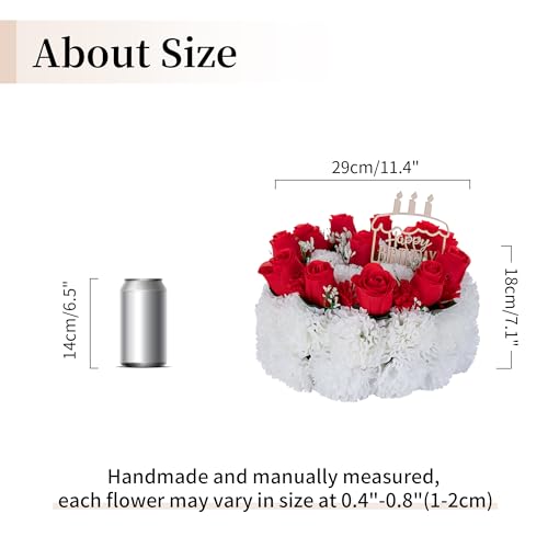 Memobloom Silk Memorial Cake for Cemetery: Grave Decorations Handcrafted Fake Birthday Flowers Cake - Artificial Red Rose ...