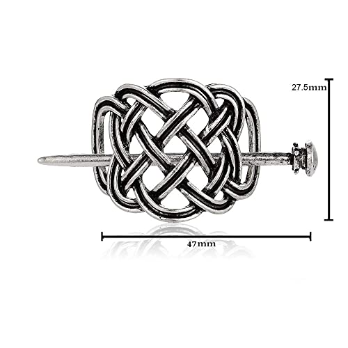 2 Pcs Viking Celtic Knots Clips Hairpin Hair Stick Accessories For Long Hair Women Girls Hair Accessories (Silver)