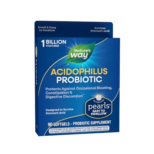 Nature's Way Acidophilus Probiotic Pearls, Supports Digestive Balance & Gut Health, Reduce Occasional Constipation and Blo...