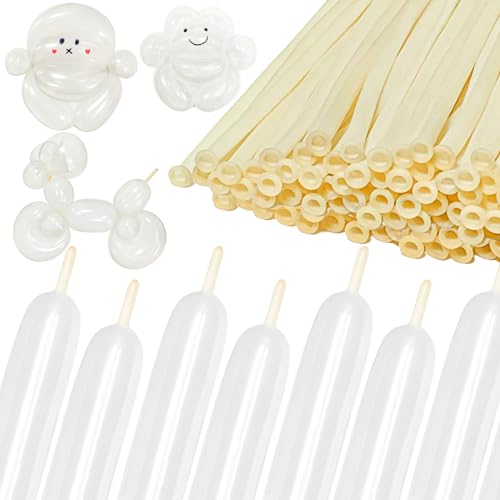 KAWKALSH 260 Clear Long Balloons for Animals, Thickening Skinny Latex Twisting for Arch Modeling Magic Clown Birthday Wedd...