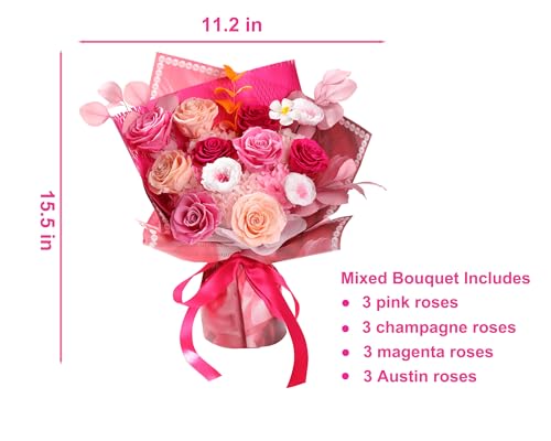 Lovenfold Flowers for Delivery Preserved Flowers Bouquet 12 Roses Mixed Bouquet,Birthday Flowers Rose Gifts for Women Mom ...
