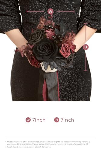 Ling's moment Black Artificial Wedding Flower Bouquets for Bridesmaids Burgundy Floral Bouquet Mashala Bridesmaid Bouquets...