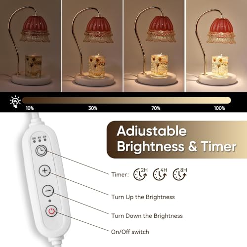 TownTime Candle Warmer Lamp with Timer,Gifts for Mom,Marble Base and Glass lampshade,a Beautiful Flower Candle Lamp with 2...