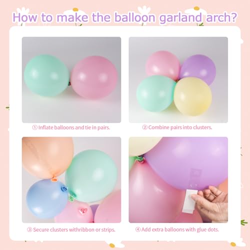 139pcs Daisy Balloon Garland Arch Kit - Pastel Macaron Balloons with Daisy Flowers Balloon for Birthday Baby Shower Flower...