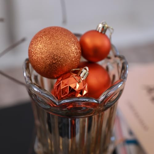 HipTree 30ct Christmas Fall Ornaments Tree Decorations Set-2.36 Inch Copper Shatterproof Decorative Hanging Ball Ornament ...