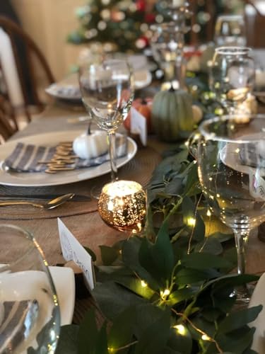 Volens Round Gold Votive Candle Holders, Mercury Glass Candle Holder Set of 12, Wedding Decorations for Table