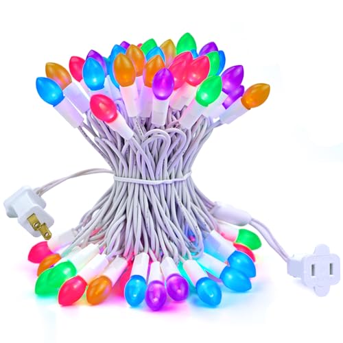 BOHON Easter Lights String 50 LED 17FT Multi Color Christmas Lights White Wire Pastel String Lights Plug in for Bedroom In...