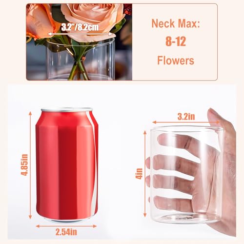 UPBUD 4 Inch Small Glass Cylinder Vases for Centerpieces | 12pcs Clear Flower Vase for Wedding Decorations, Floating Candl...