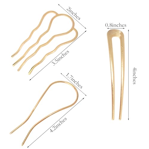 Chanaco French Hair Pins for Women Gold Silver Updo Hair Accessories U Shaped Hair Pins for Buns Twist Hairpin for Styling...