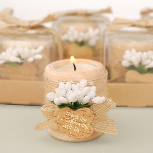 30 Pack Wedding Favors Wood Tealight Candle Holders, Bridal Shower Favors for Guests Bulk, Baptism/Baby Shower Centerpiece...