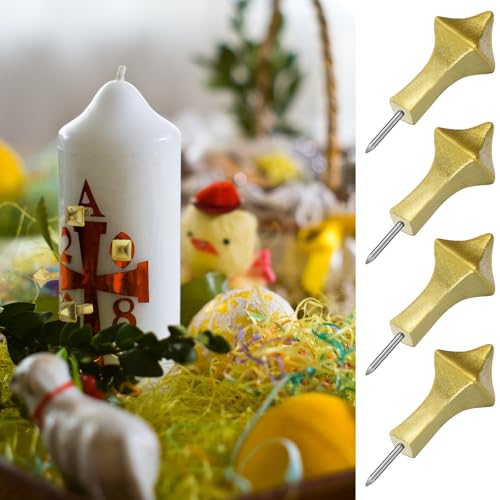MorningRo 8 Pcs Easter Candlelight Vigil Service Accessory Gold Candle Nails Candlelight Candle Holders for Easter Church ...
