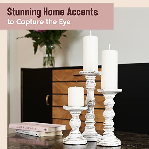 Large Candle Holders for Pillar Candles - Rustic Farmhouse Style Home Decor - Perfect for Table Centerpieces, Coffee Table...