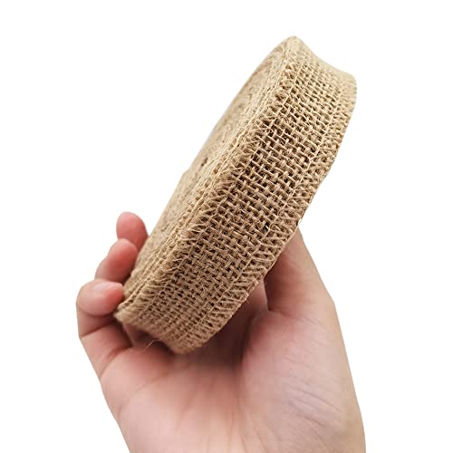 INSPIRELLE 1" Natural Burlap Fabric Roll 10 Yards Jute Ribbon for Gift Wrapping Craft Projects Wedding Decoration Home Dec...