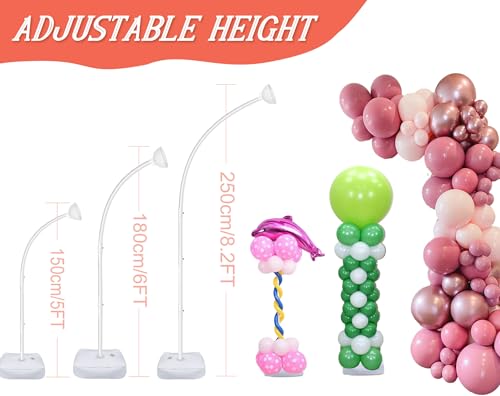 OurWarm 8.2FT & 6FT Balloon Arch Stand, Free Bending Top Balloon Arch Kit, Half Arch Balloon Stand with Base for Floor, Ba...