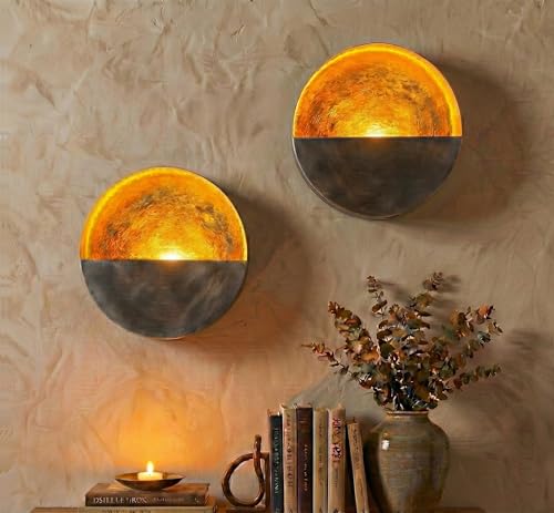 NativeSkins Eclipse Metal Wall Candle Sconces Set of Two Wall Candle Holders - Set of 2 Handcrafted Decorative Tea Light S...