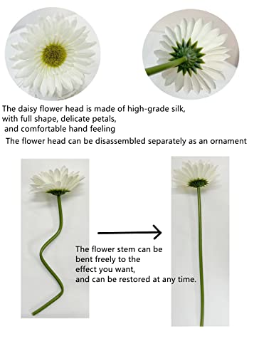 DSforG 16PCS White Flowers Gerbera Daisy Silk Flowers Artificial Flowers Artificial Daisy Fake Flowers Bouquet for Wedding...