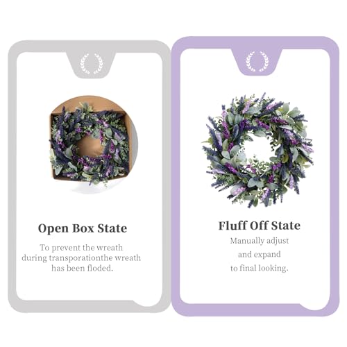 Lavender Wreaths for Front Door, 20 inch Artificial Farmhouse Wreaths for Wall Window Party Wedding Decor Indoor Outdoor S...