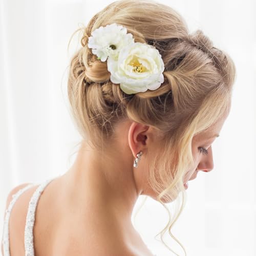 BBTO 21 Pcs Flower Hair Clip Rose Hair Clips Barrettes for Women Flower Accessories Boho Bride Claw Clip Hairpin Brooch Pi...