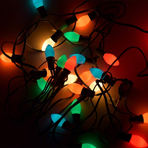 C7 Multicolor Christmas Lights Outdoor, 25Ft Incandescent Christmas Outdoor String Lights with 27 Multicolor Ceramic Bulbs...