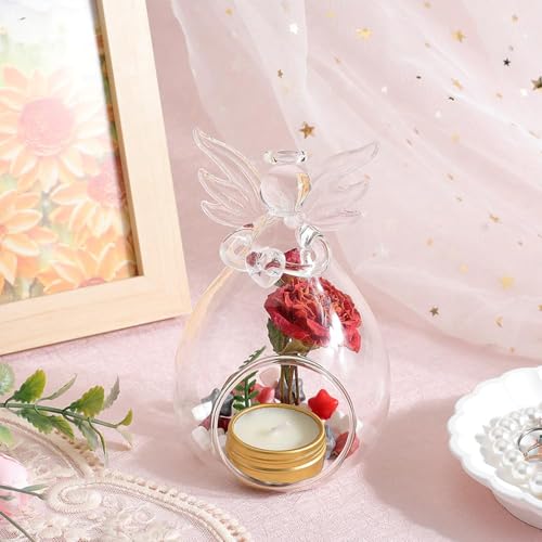 COMZPLIFE Clear Glass Angel Tealight Candle Holders Hanging Votive Candlestick Plants Flower Vase for Wedding Christmas Va...