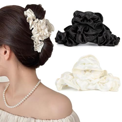 Cloud Hair Clip for Women,Silk Hair Claw Clips High Cranial Crest, Large Banana Jaw Clip Strong Hold, Barrettes Nonslip,Ha...