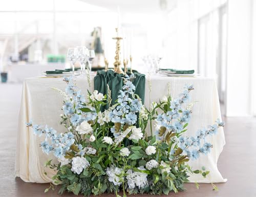 IPOPU Light Blue Flowers Artificial Delphinium 5PCS Long Stem Artificial Flowers for Tall Vase Silk Larkspur Faux Florals ...