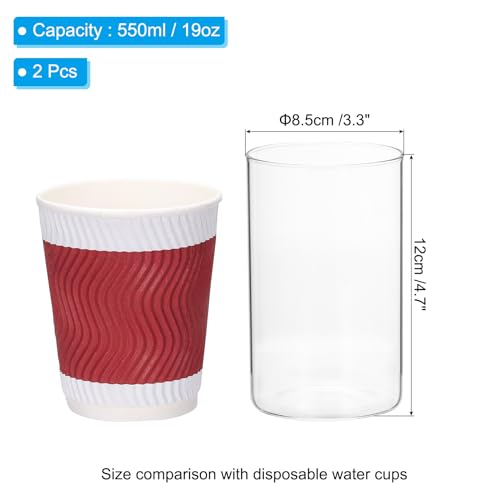 PATIKIL Glass Cylinder Vase, 2 Pcs 4.7" Tall and 3.3" Dia Flower Vase Floating Candle Holder Vase for Home Decor Wedding C...